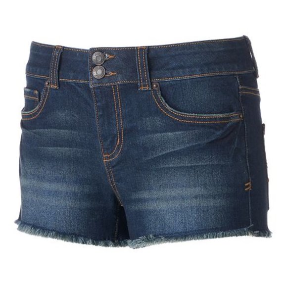 3/$25 SO Raw Hem Distressed Denim Shortie Short - Picture 6 of 9